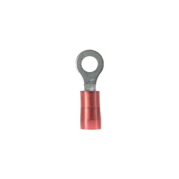 Ring Terminal, #4 Stud Size, 18 AWG, 1,000 V, Nylon Insulated, Red, 1000 PK